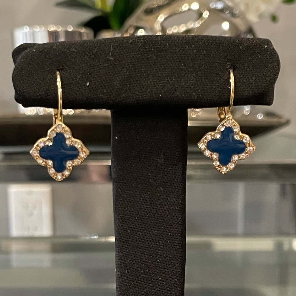 Navy clover earrings
